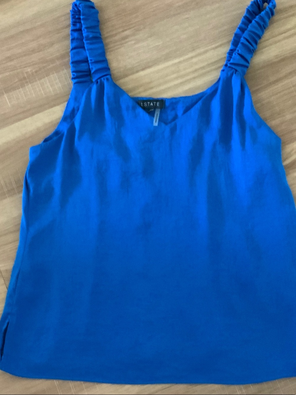 1. State Bright Cobalt Blue Ruched Strap Camisole